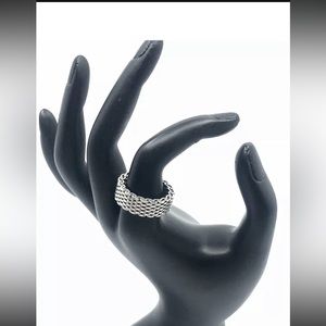 Authentic Tiffany & Co. T&Co. 925 Sterling Silver Somerset Mesh Band Ring Size 4